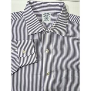 Brooks Brothers Shirt Men 16 1/2-36 Purple Striped Button‎ Down Classic 1818